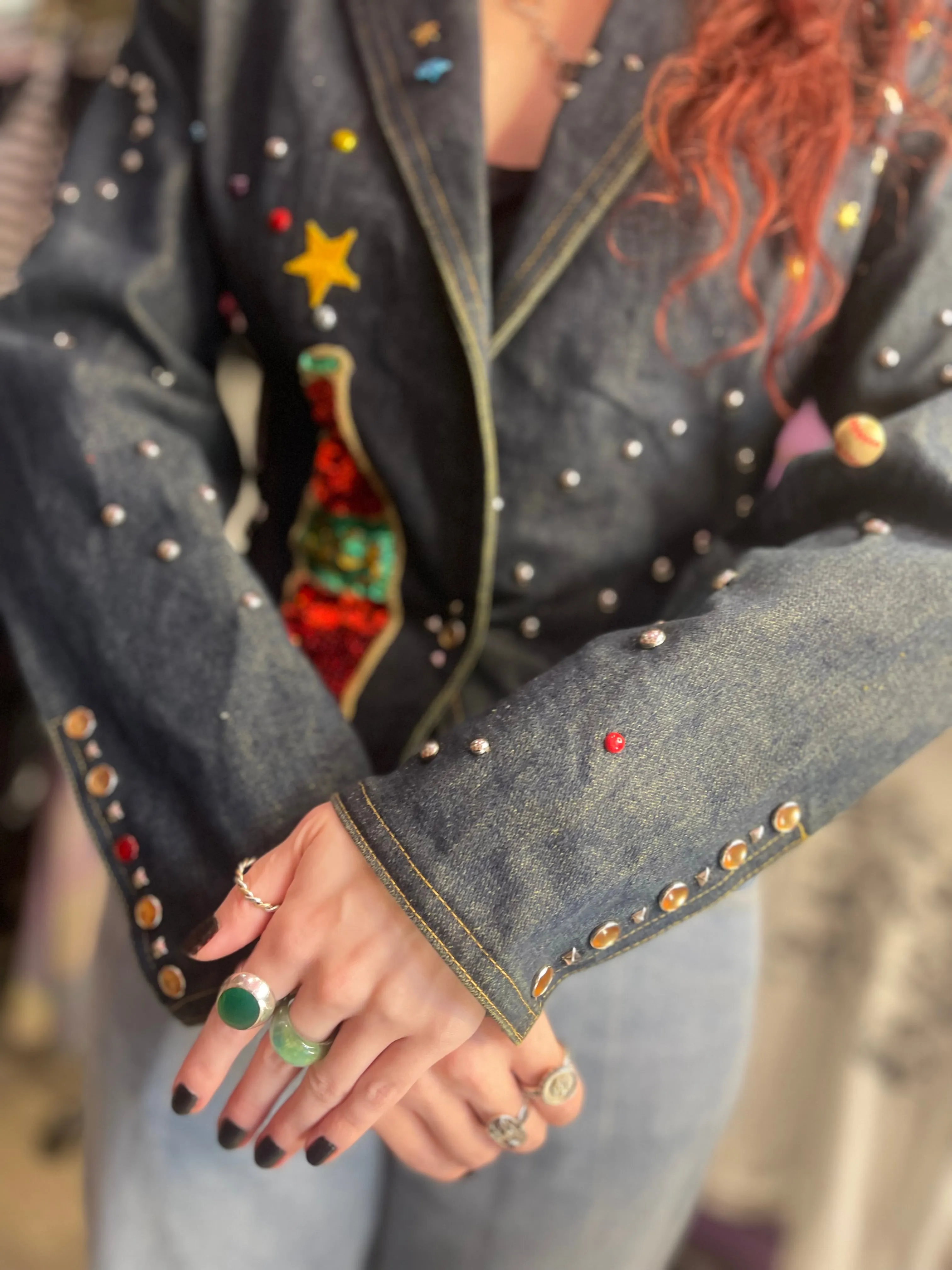 Vintage 90s Studded Bedazzled Fitted Jacket