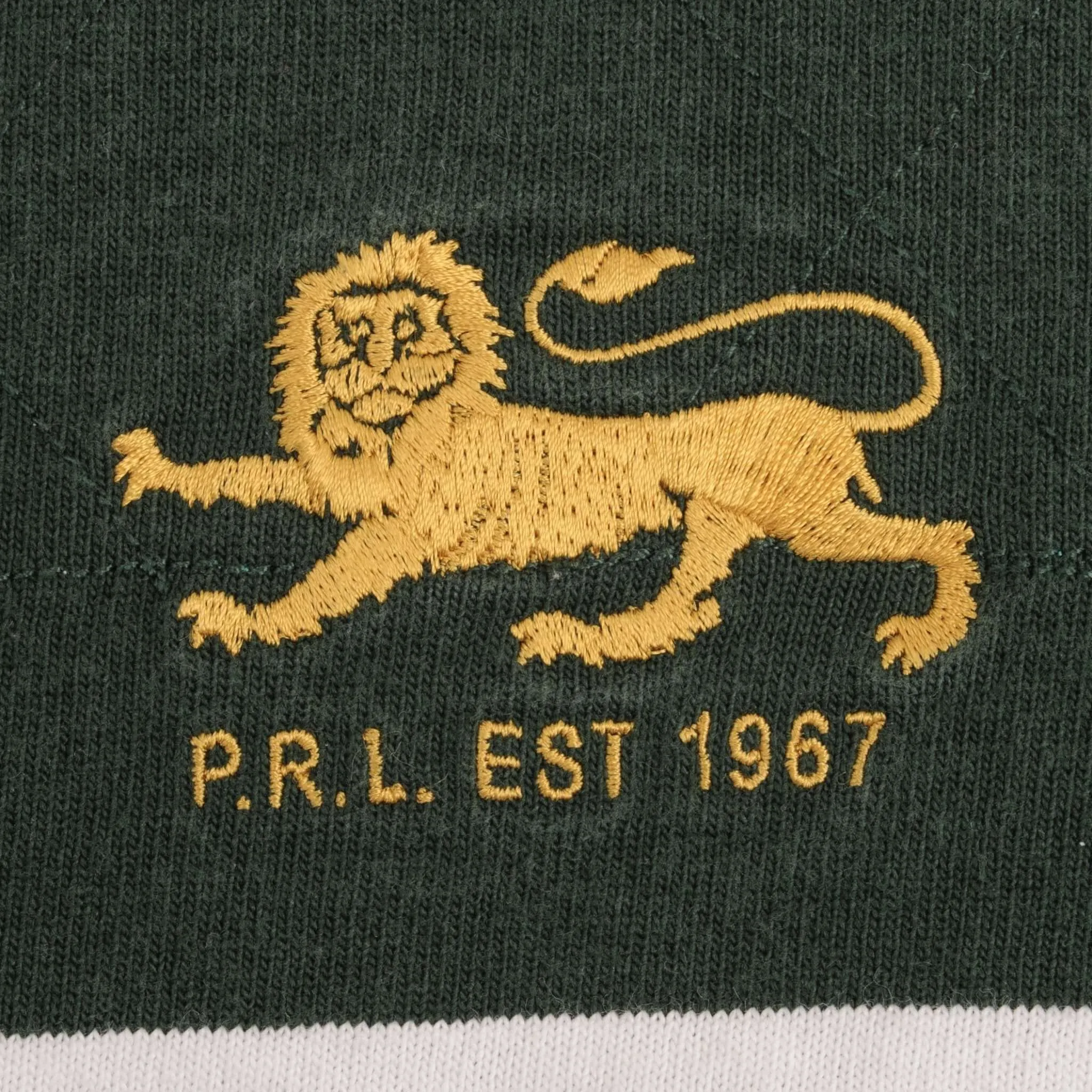 VINTAGE RALPH LAUREN GREEN WHITE STRIPED RUGBY POLO SHIRT 1990S SIZE XL