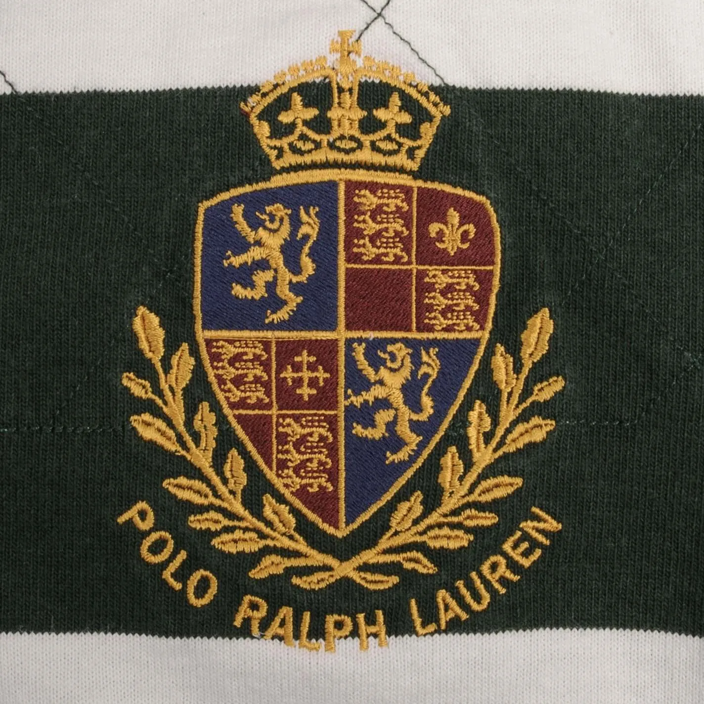 VINTAGE RALPH LAUREN GREEN WHITE STRIPED RUGBY POLO SHIRT 1990S SIZE XL