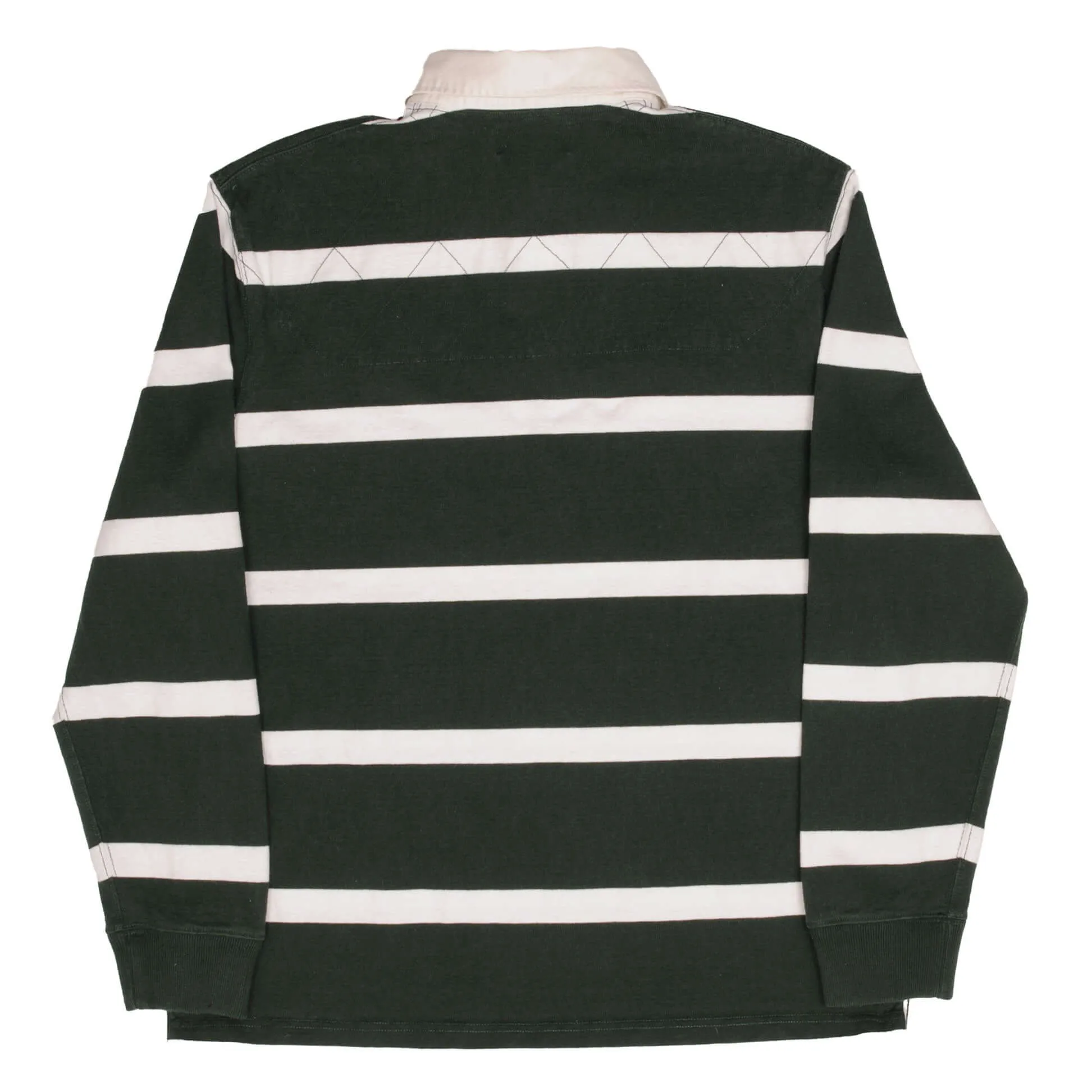 VINTAGE RALPH LAUREN GREEN WHITE STRIPED RUGBY POLO SHIRT 1990S SIZE XL