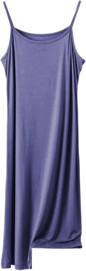Women's Casual Spaghetti Strap Summer Dress Pure Color Round Neck Loose Fit Home Daily Wear Comfortable Slip