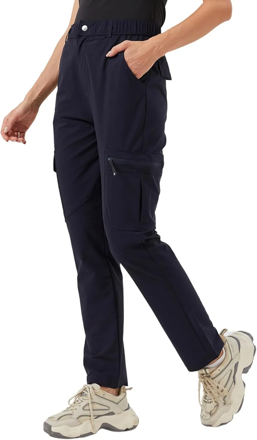 Women's Hiking Pants Quick Dry Lightweight Water Resistant Elastic Waist Cargo Pants for All Seasons