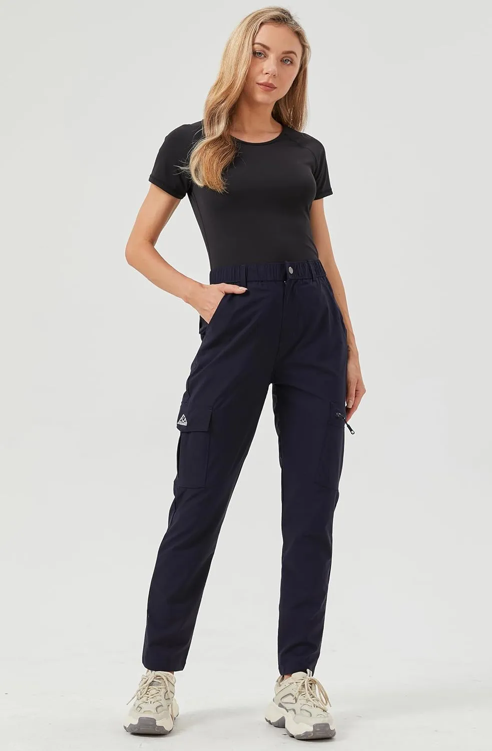 Women's Hiking Pants Quick Dry Lightweight Water Resistant Elastic Waist Cargo Pants for All Seasons