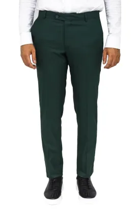 WSS Slim Fit Textured Dark Green Men Trousers  - Singen