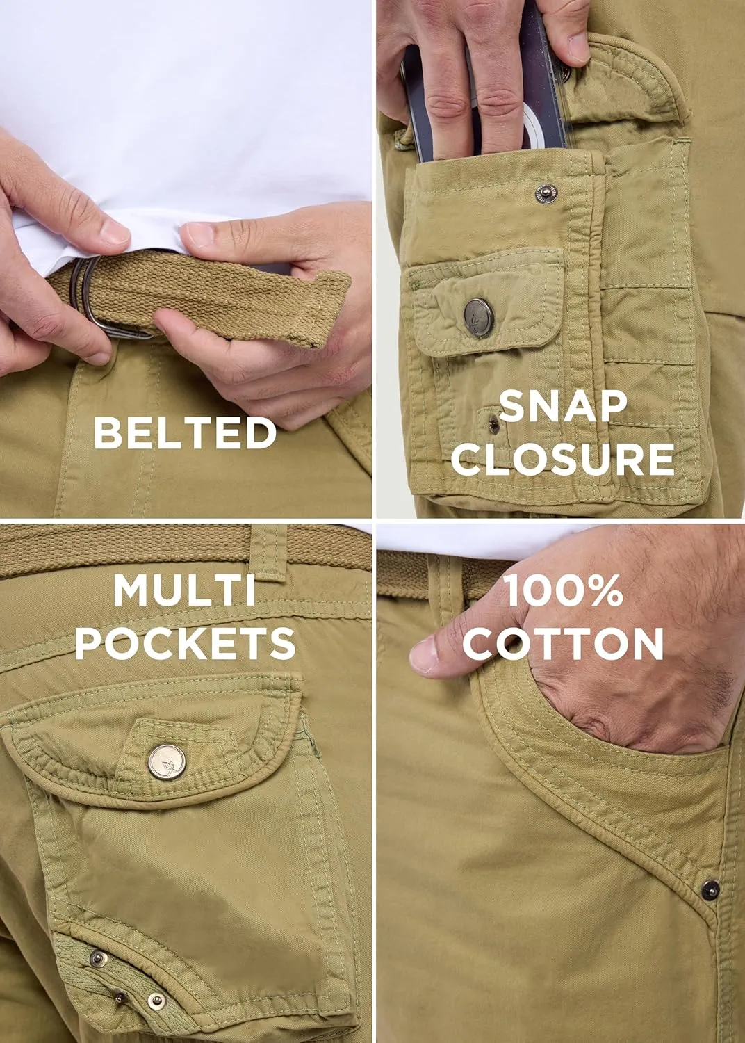 X RAY Mens Cargo Shorts Camo & Solid Colors 12.5" Inseam Knee Length Classic Fit Multi Pocket (Big and Tall Shorts for Men)