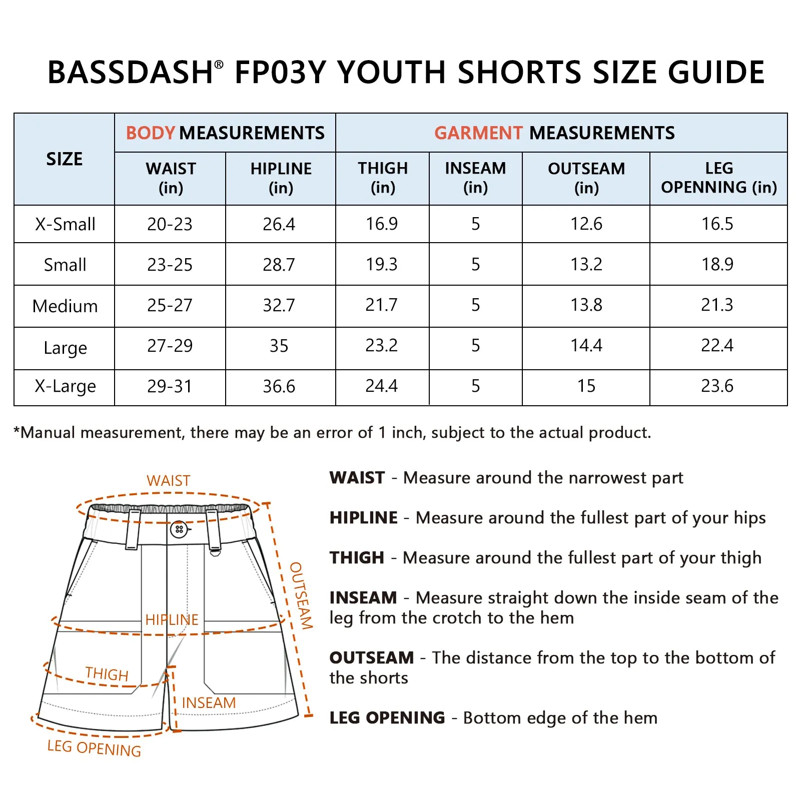 Youth 5in UPF 50  Quick Dry Fishing Shorts FP03Y